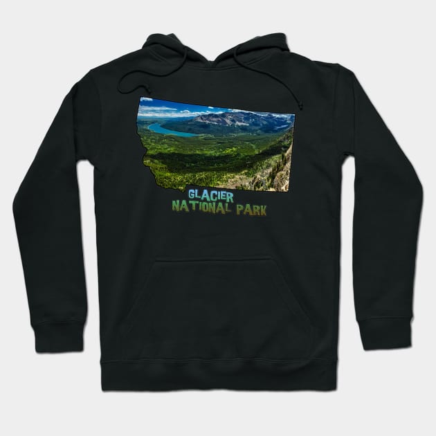 Montana State Outline (Glacier National Park) Hoodie by gorff